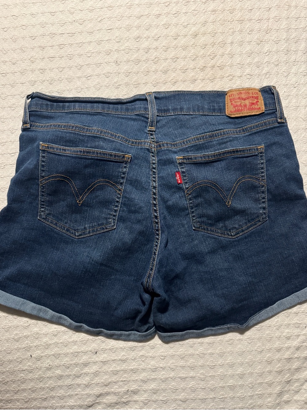 Levi's Women's Indigo Blue Denim Shorts with Turned Hem
